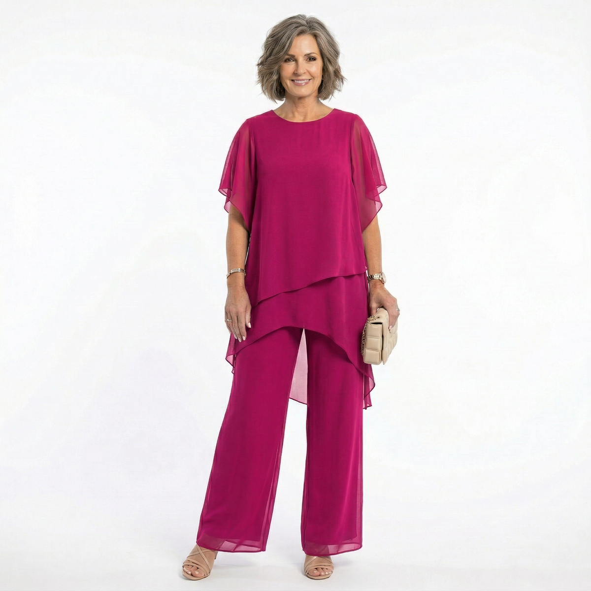 Elegant Women's Ceremony Outfit with Asymmetrical Tunic – view 3