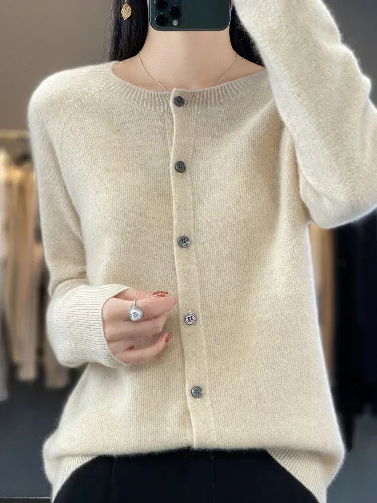 Women's Everyday Button Cardigan with Round Neck - photo 2