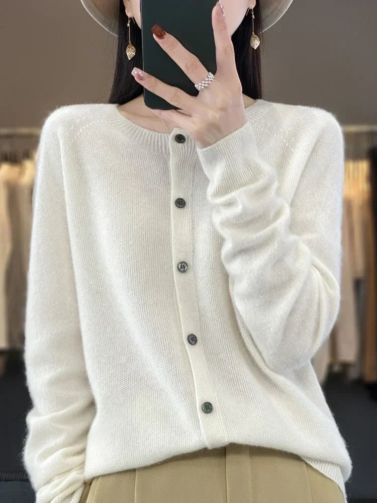 Women's Everyday Button Cardigan with Round Neck - photo 3