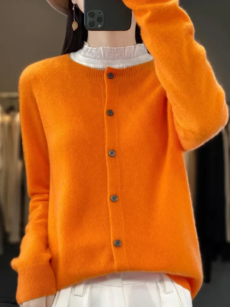 Women's Everyday Button Cardigan with Round Neck - photo 4