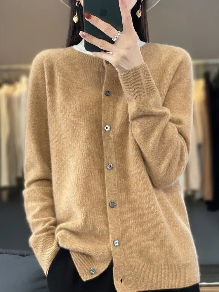 Women's Everyday Button Cardigan with Round Neck - photo 6