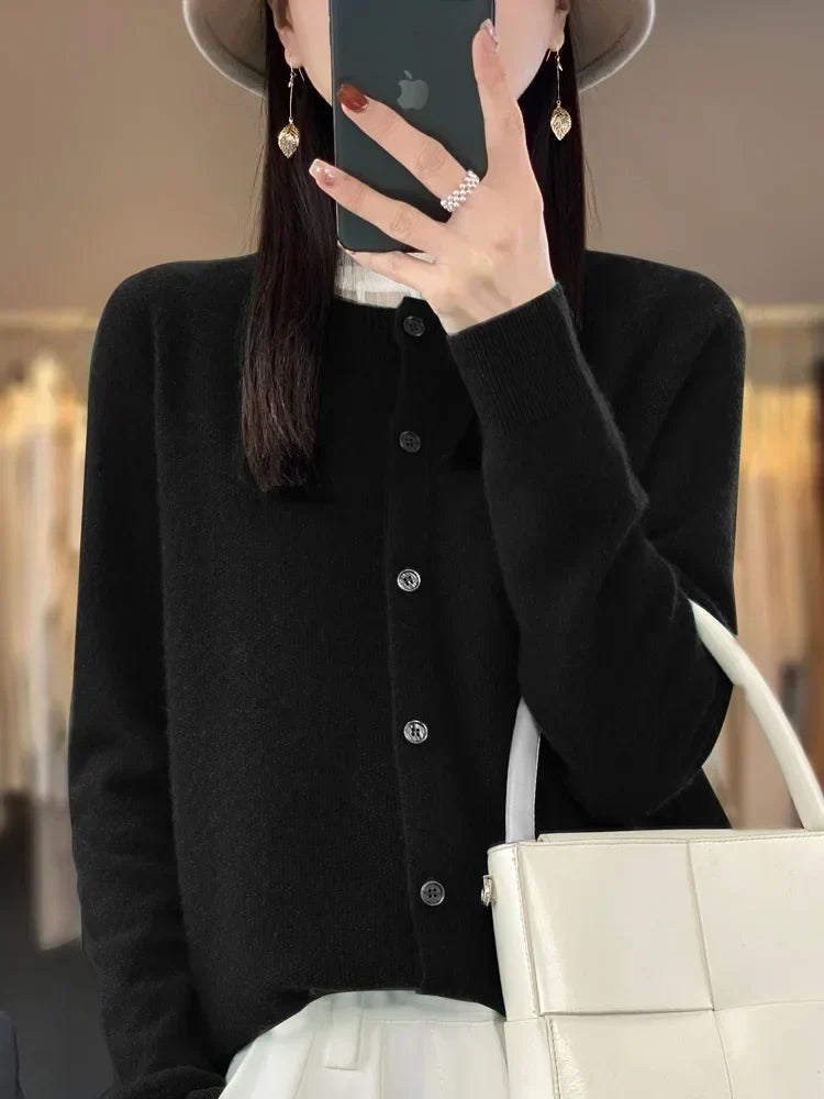 Women's Everyday Button Cardigan with Round Neck - photo 8