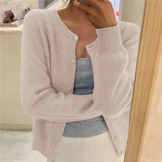 Women's Fitted Knit Cardigan with Button Front - photo 3