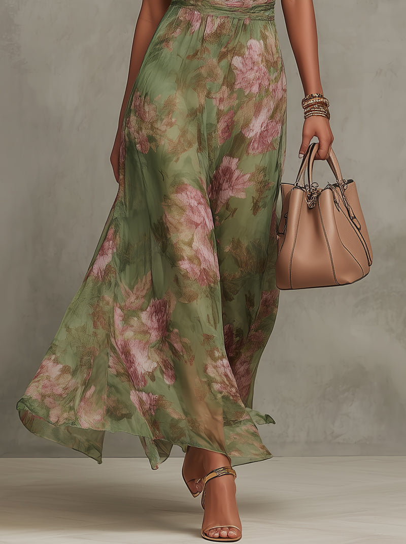 Women's Floral Halter Neck Maxi Dress - photo 4