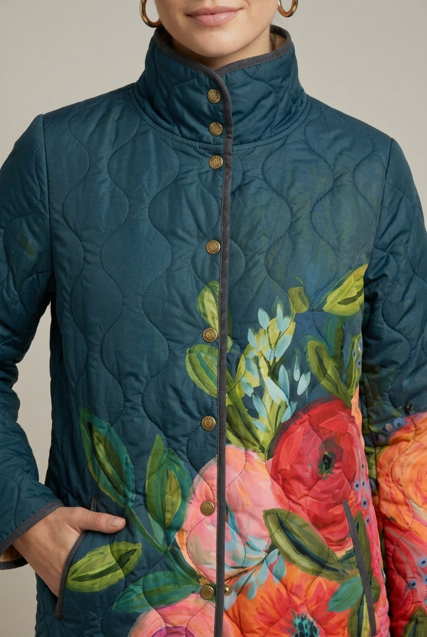 Women's Floral Puffer Jacket Reversible – view 2