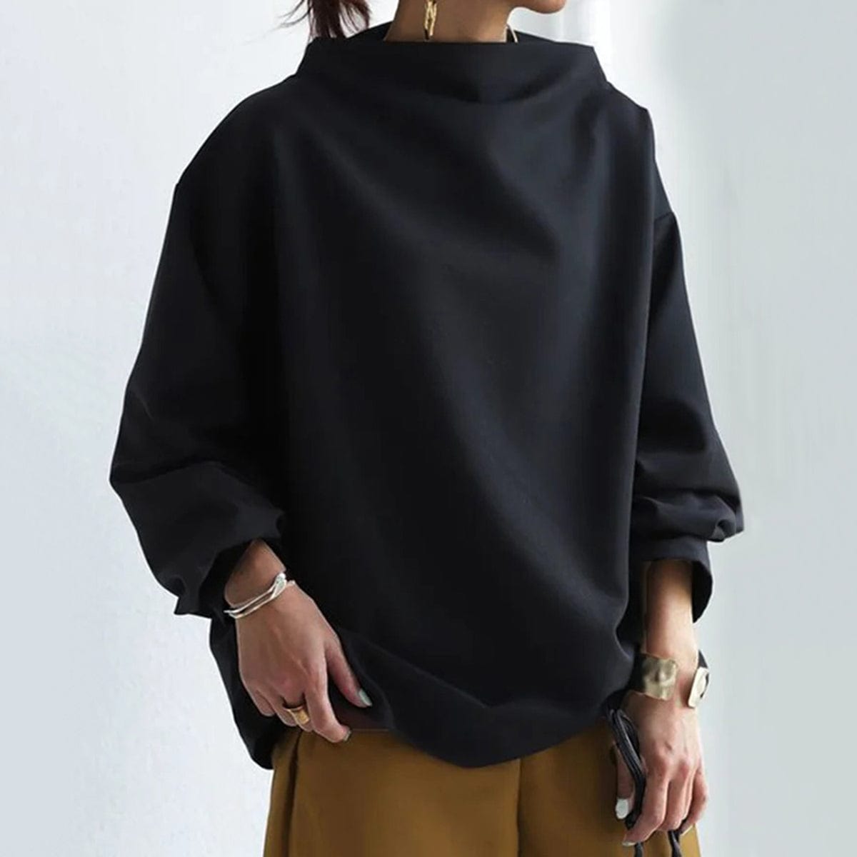 Women's Oversized Funnel Neck Sweatshirt