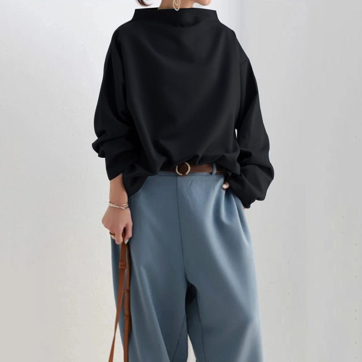 Women's Oversized Funnel Neck Sweatshirt