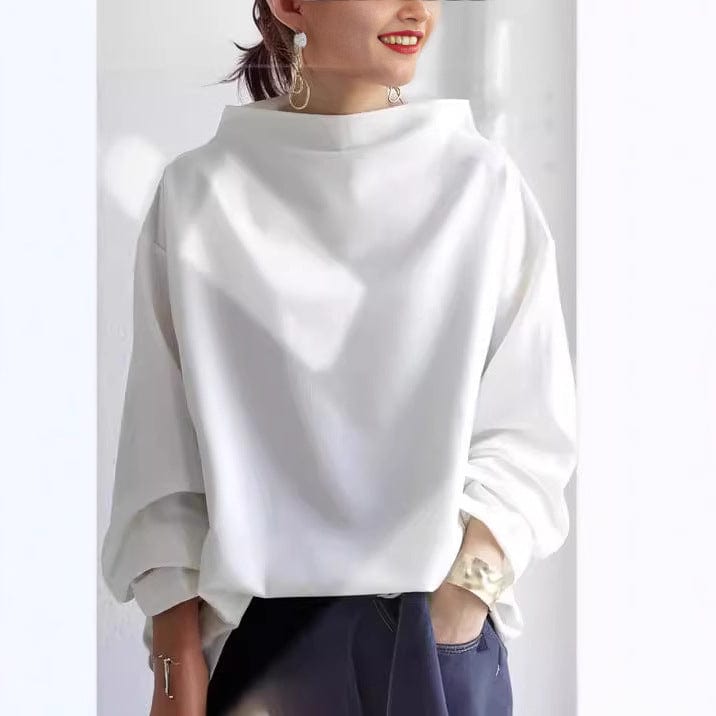 Women's Oversized Funnel Neck Sweatshirt - White