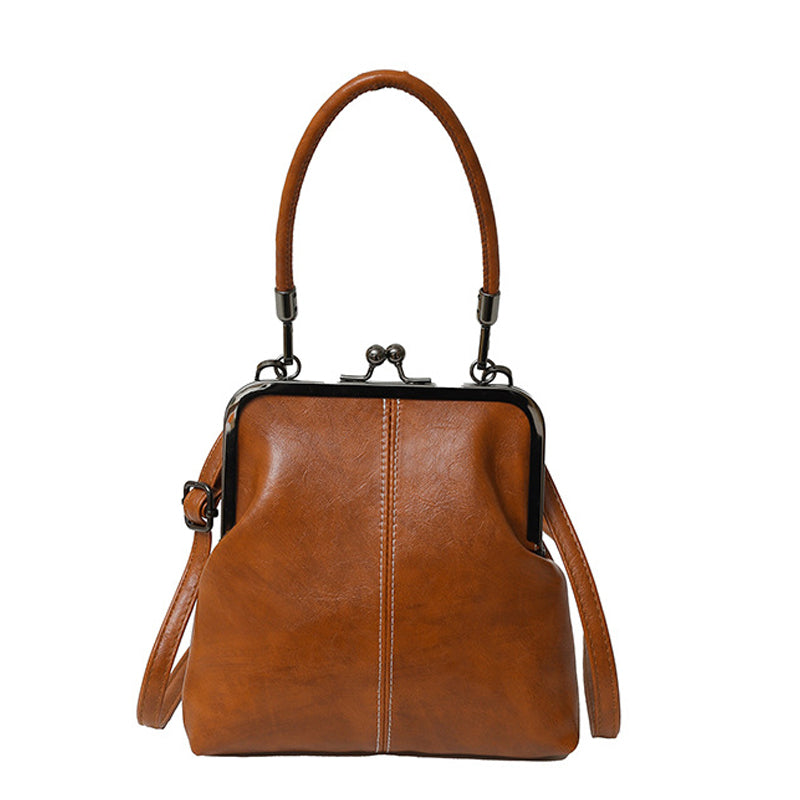 Women's Leather Kiss Lock Crossbody Bag with a Zip Closure – view 2