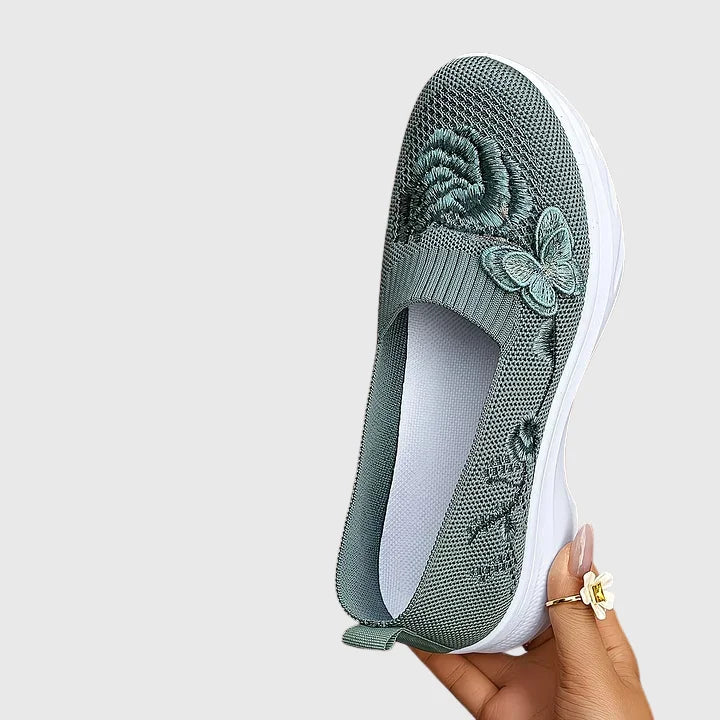 Quilla - Women's Knit Slip-On Shoes with Embroidered Detail