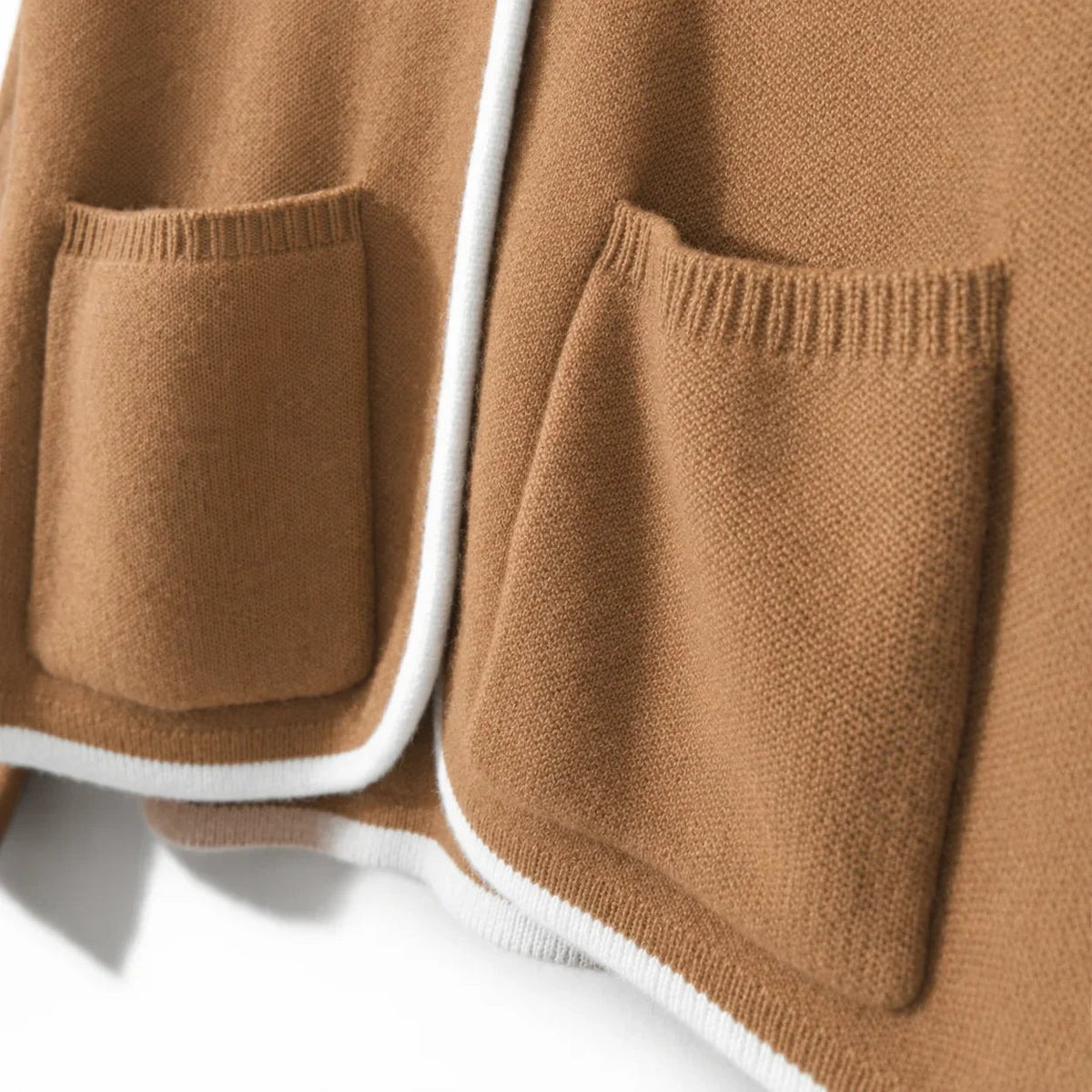 Tove - Women's Button-Front Cardigan with Contrast Trim