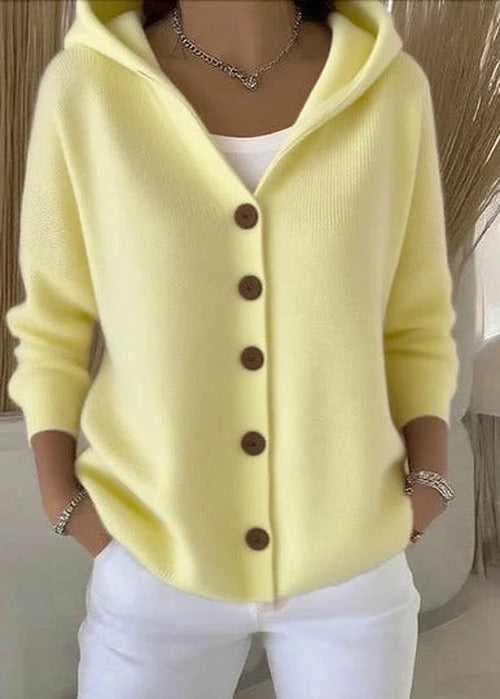Women's Knit Cardigan with Hood and Button Front - photo 9