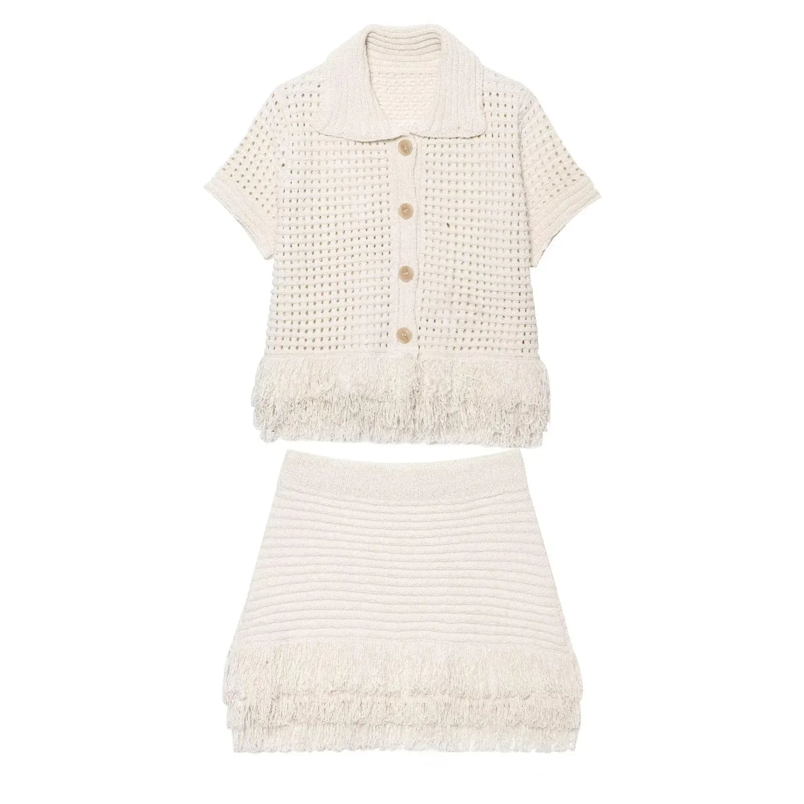 Diane - Women's Knitted Co Ord Set with Tassel Detail