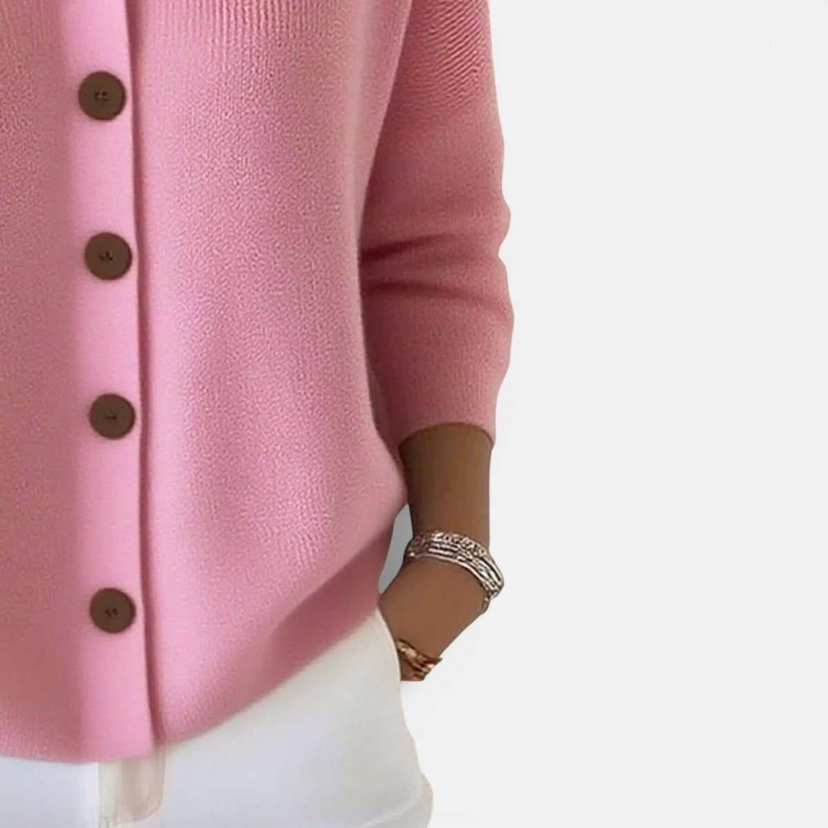 Women's Knitted Polo Blouse with Button Placket