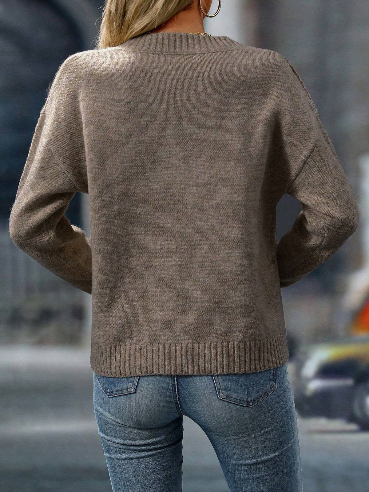Women's Knitted V-Neck Jumper