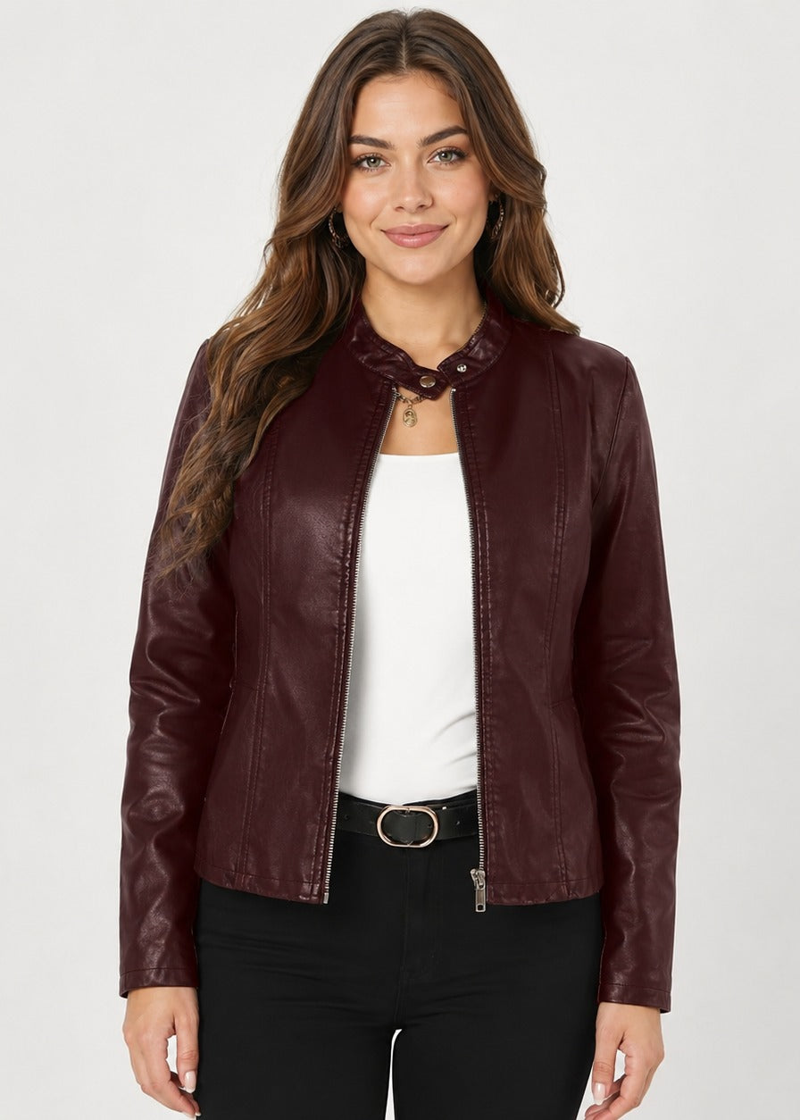 Women's Leather-Look Jacket with High Neck – view 10