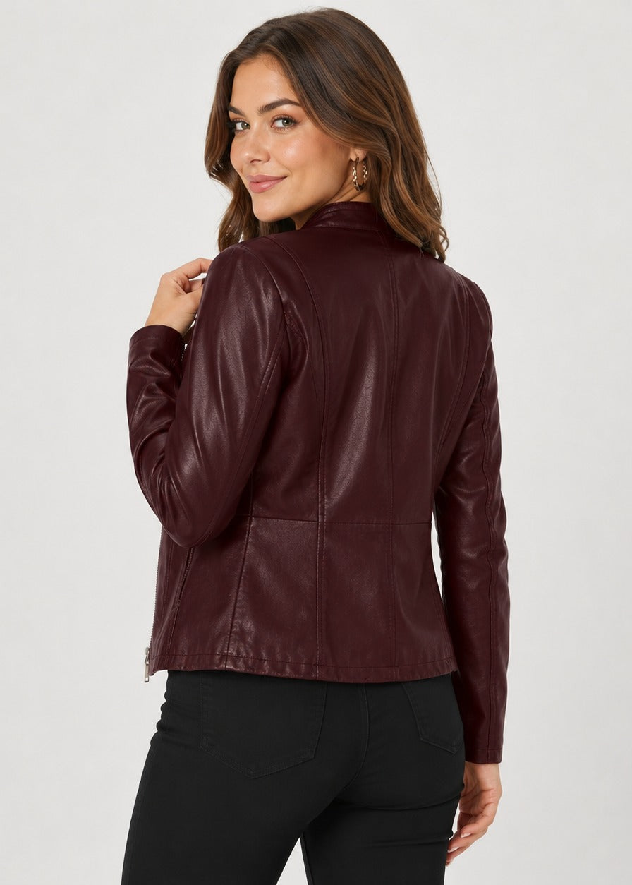 Women's Leather-Look Jacket with High Neck – view 12