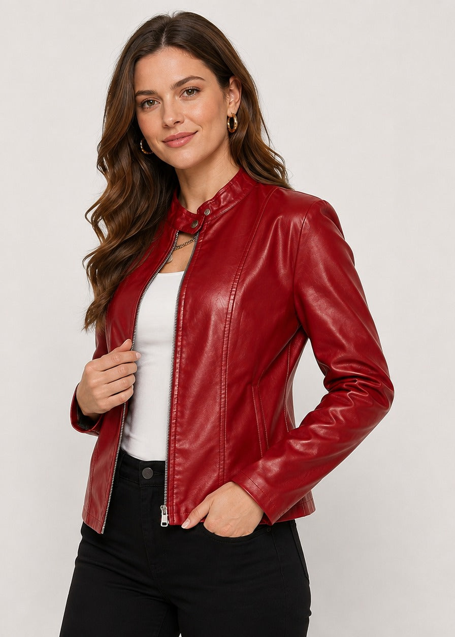 Women's Leather-Look Jacket with High Neck – view 20