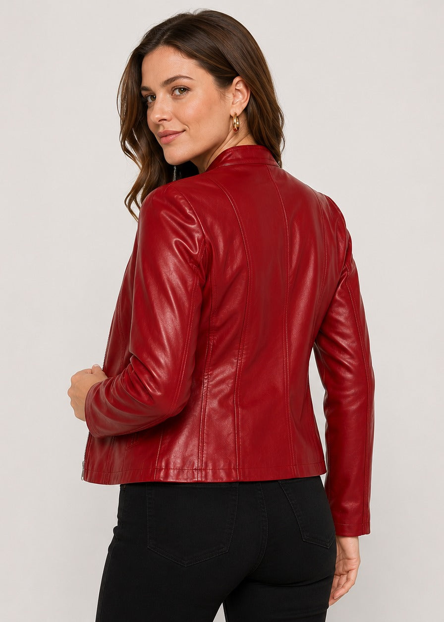 Women's Leather-Look Jacket with High Neck – view 21
