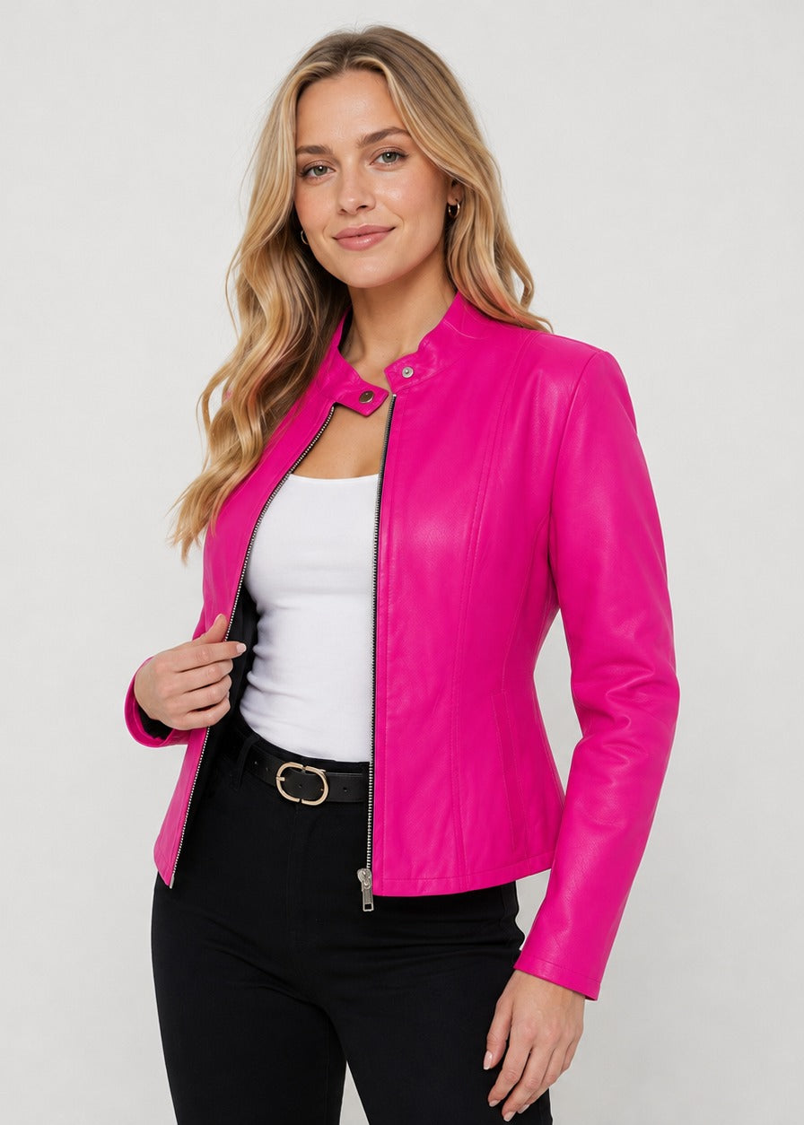 Women's Leather-Look Jacket with High Neck – view 23