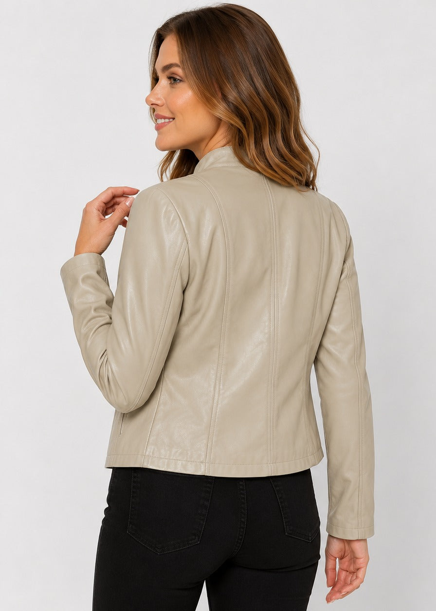 Women's Leather-Look Jacket with High Neck – view 3