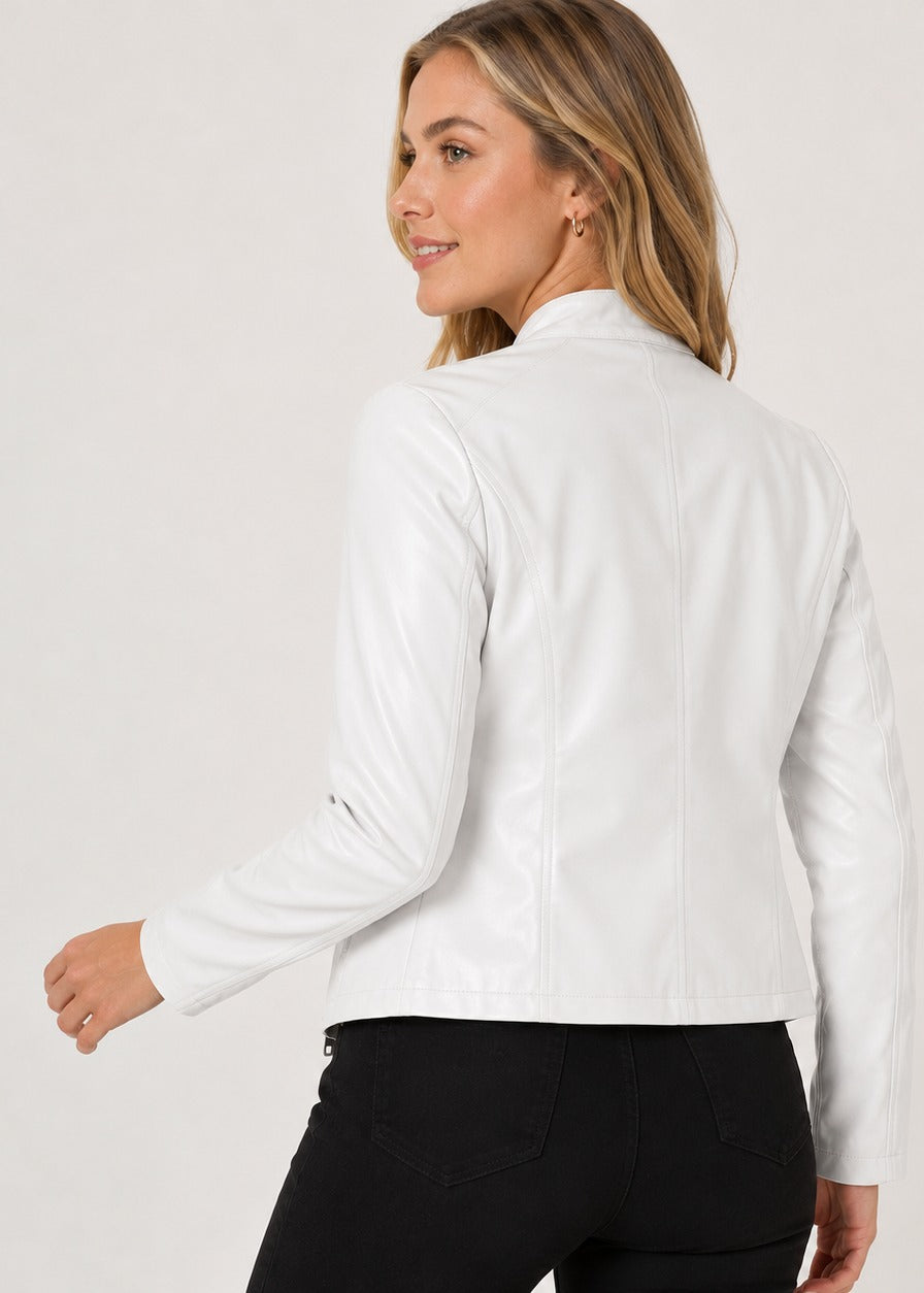Women's Leather-Look Jacket with High Neck – view 30