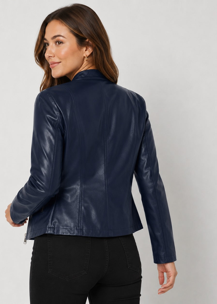 Women's Leather-Look Jacket with High Neck – view 9
