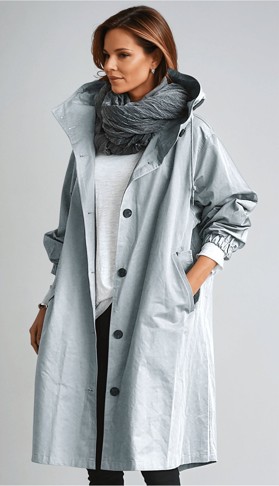 Women's Lightweight Long Coat with Hood - photo 1