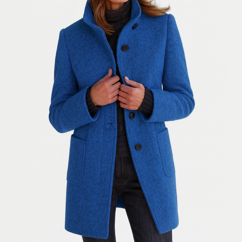 Minerva - Women's Long Coat with Button Front Stand Collar - photo 1