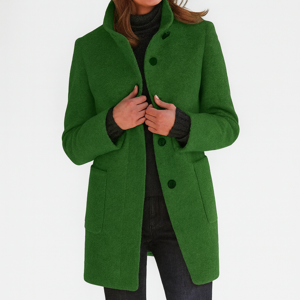 Minerva - Women's Long Coat with Button Front Stand Collar - photo 4