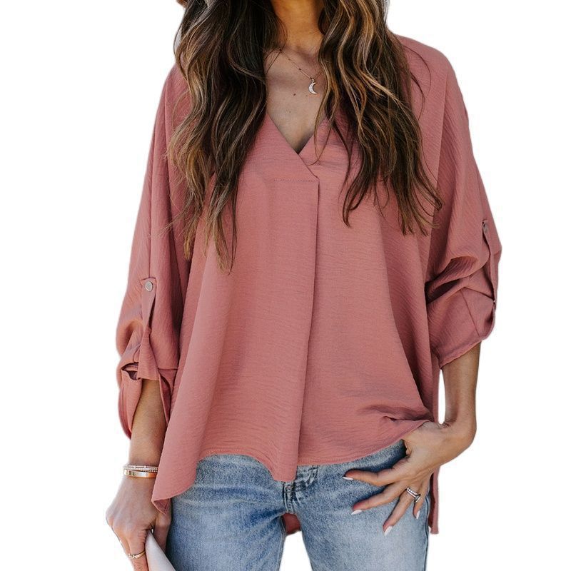 Women's Long Sleeve Blouse with V-Neck