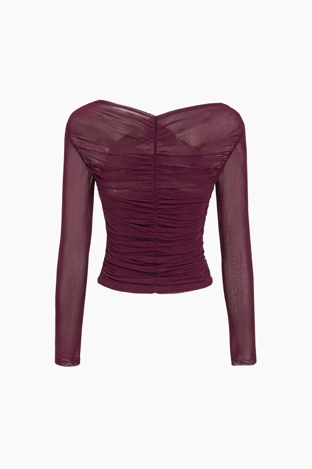 Women's Long Sleeve Wrap Top in Sheer Mesh