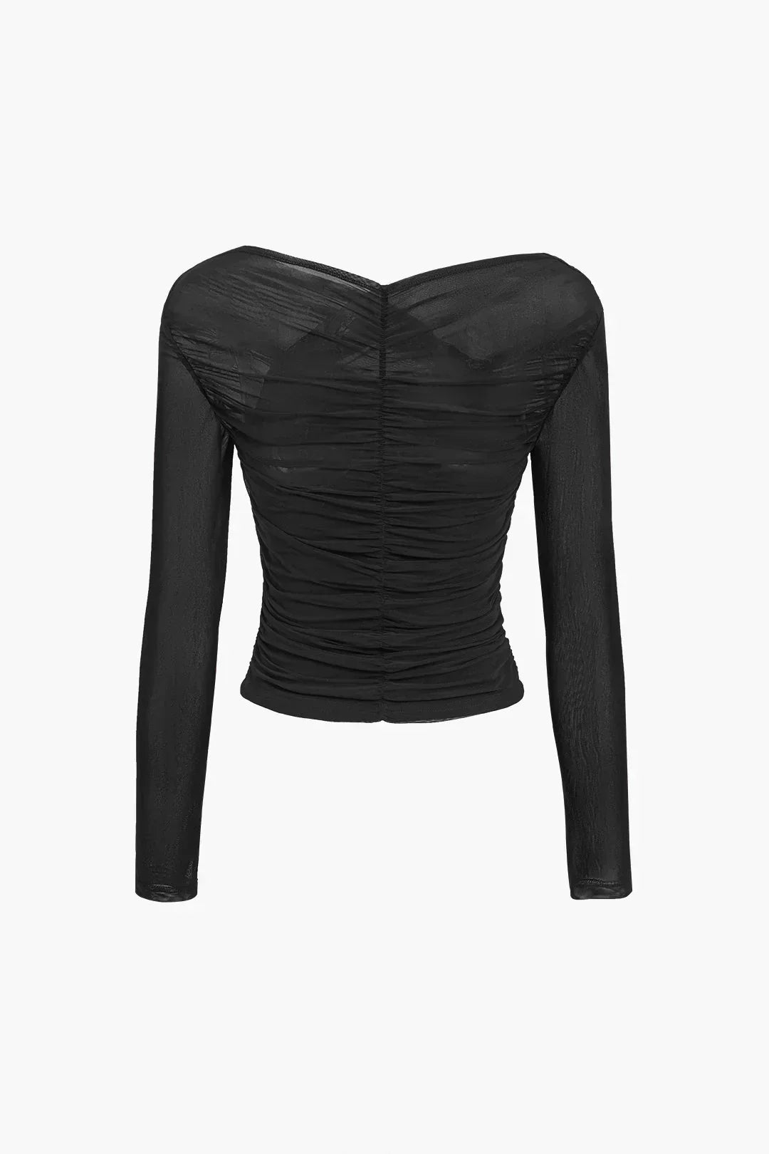 Women's Long Sleeve Wrap Top in Sheer Mesh