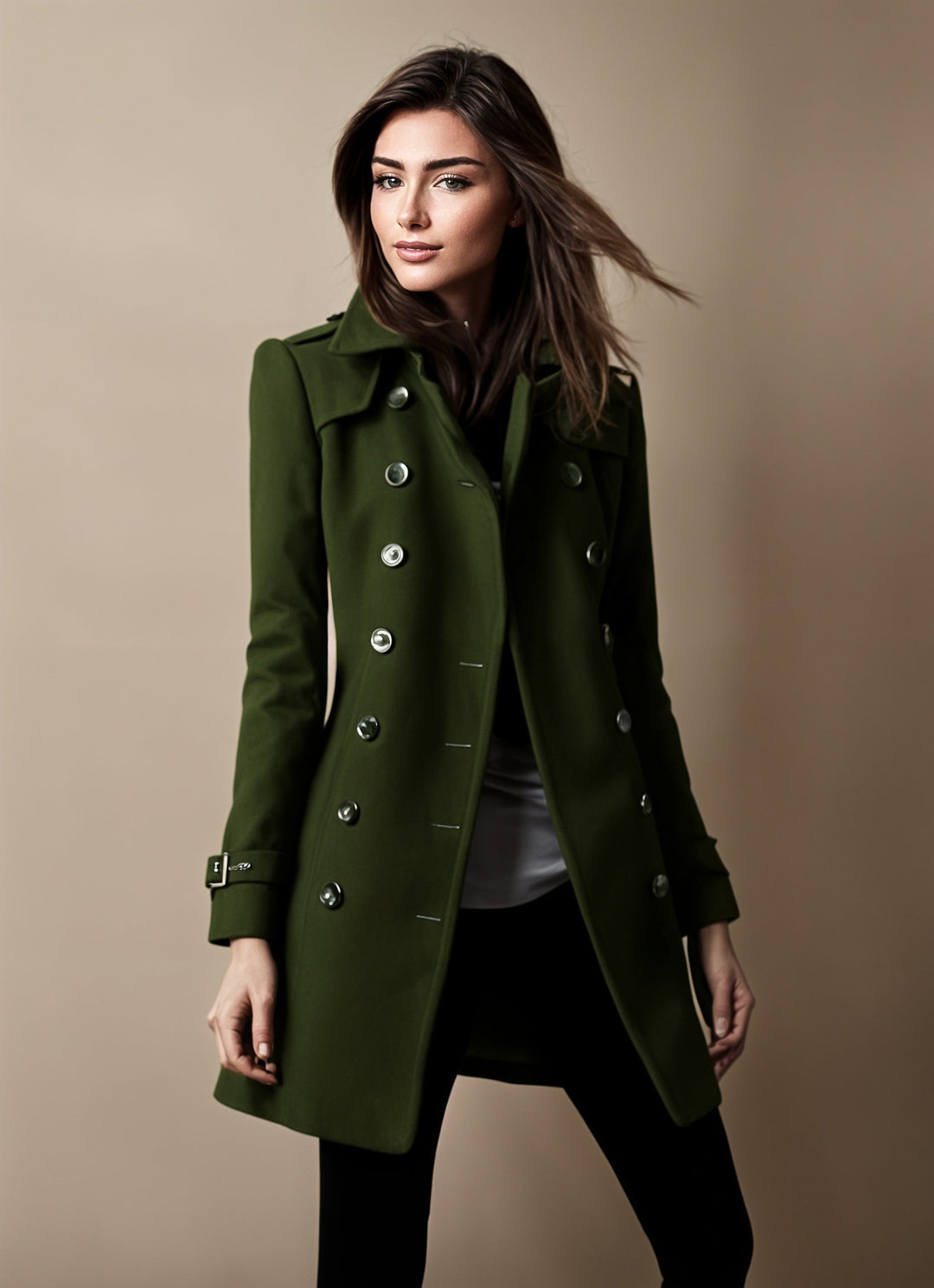 Women's Long Tailored Coat with Button Front - photo 2