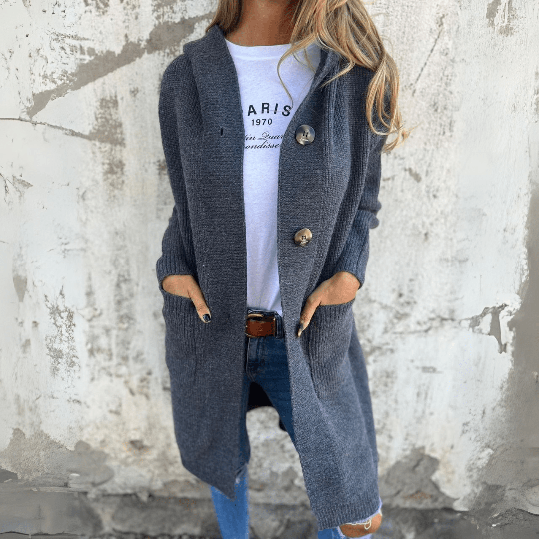 Women's Longline Button Cardigan with Front Pockets - photo 3