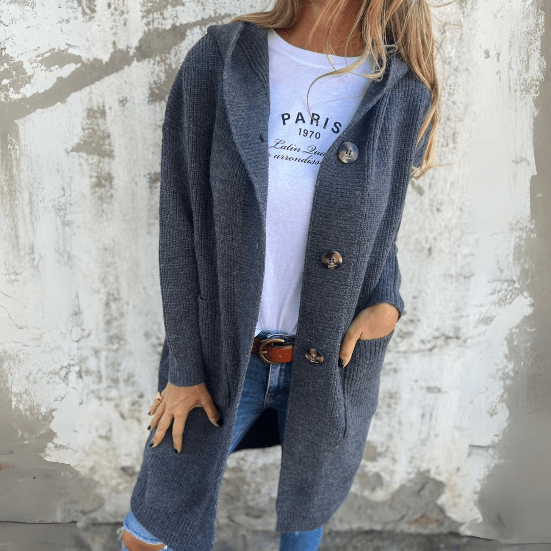 Women's Longline Button Cardigan with Front Pockets - photo 4