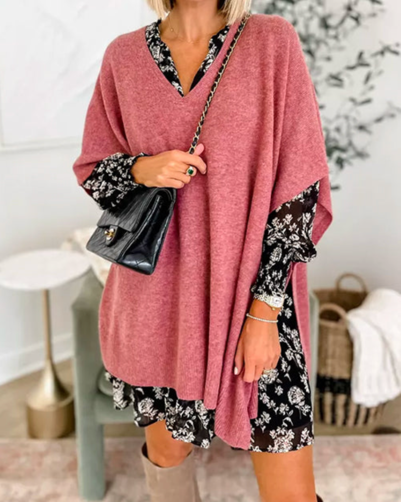 Women's Loose Knit Top with V Neckline - photo 7