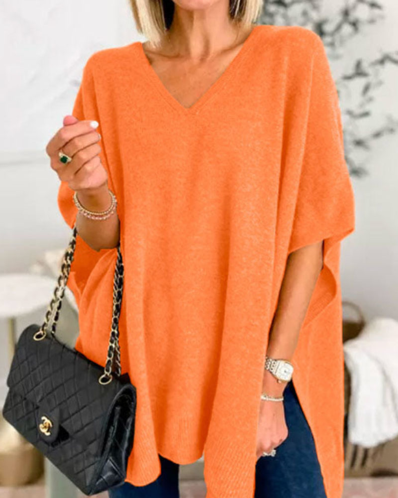 Women's Loose Knit Top with V Neckline - photo 9
