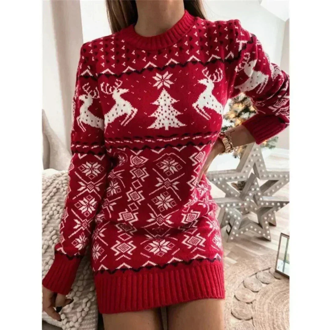Faye - Women's Merino Wool Sweater Dress with Long Sleeves