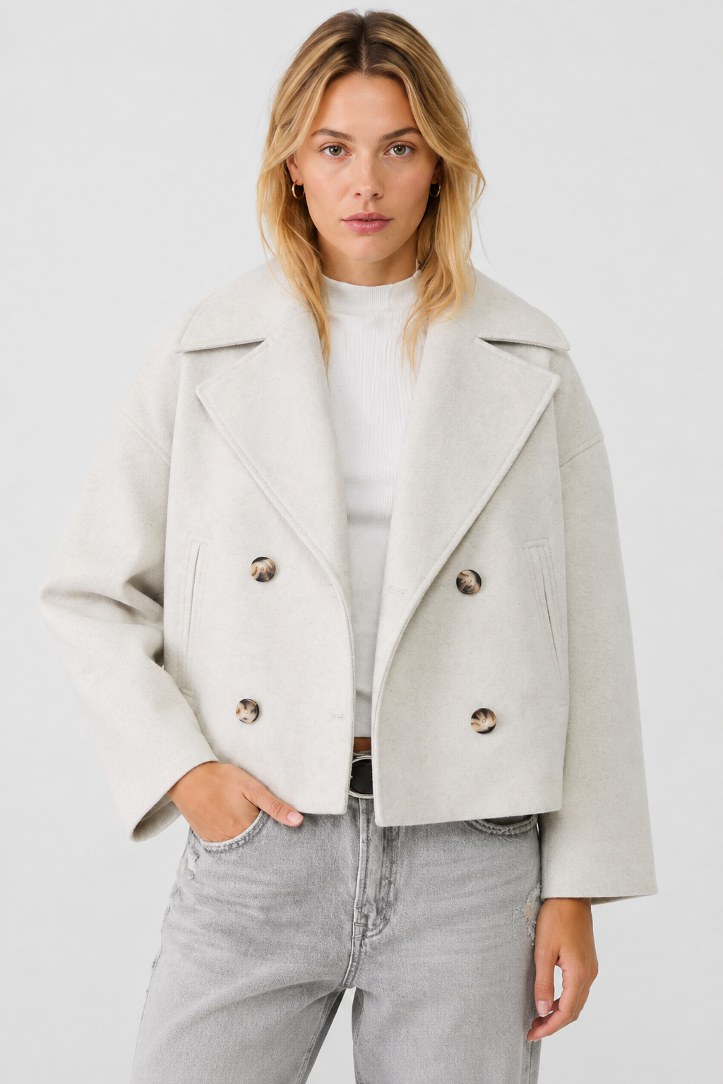 Women's Mexy Pea Coat - Off White