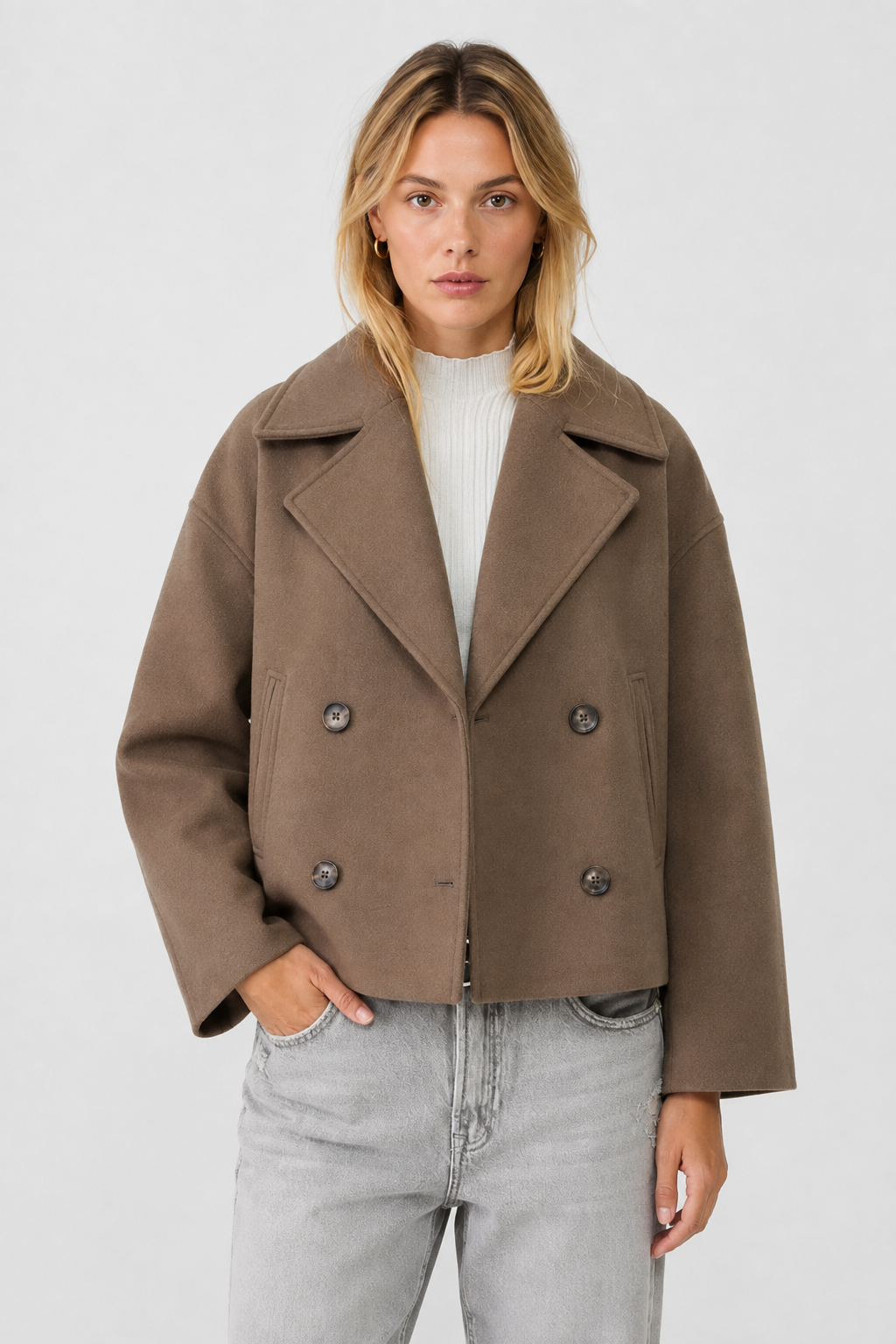 Women's Mexy Pea Coat - Brown