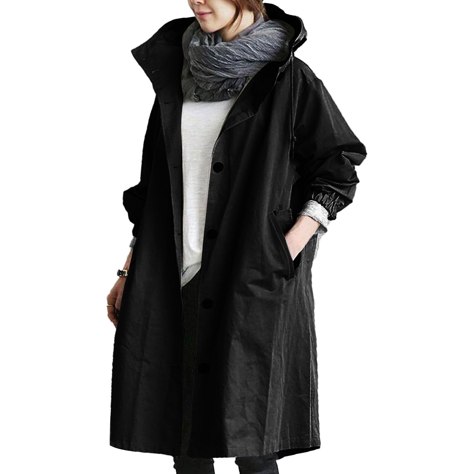 Women's Minimal Longline Coat with High Collar - photo 2