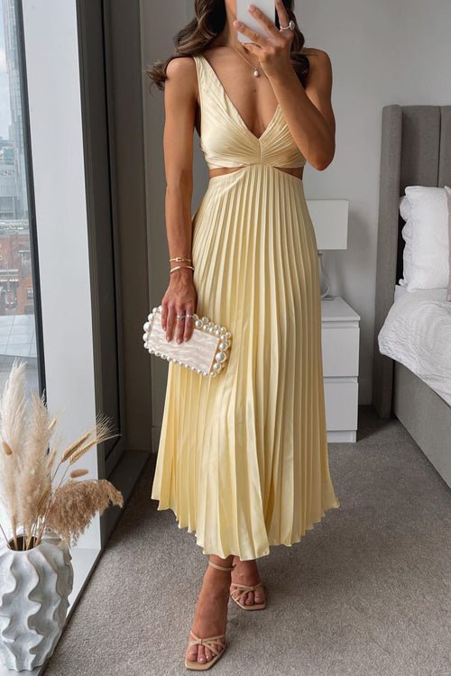 Women's Pleated Maxi Dress with Cut Out Detail - photo 2