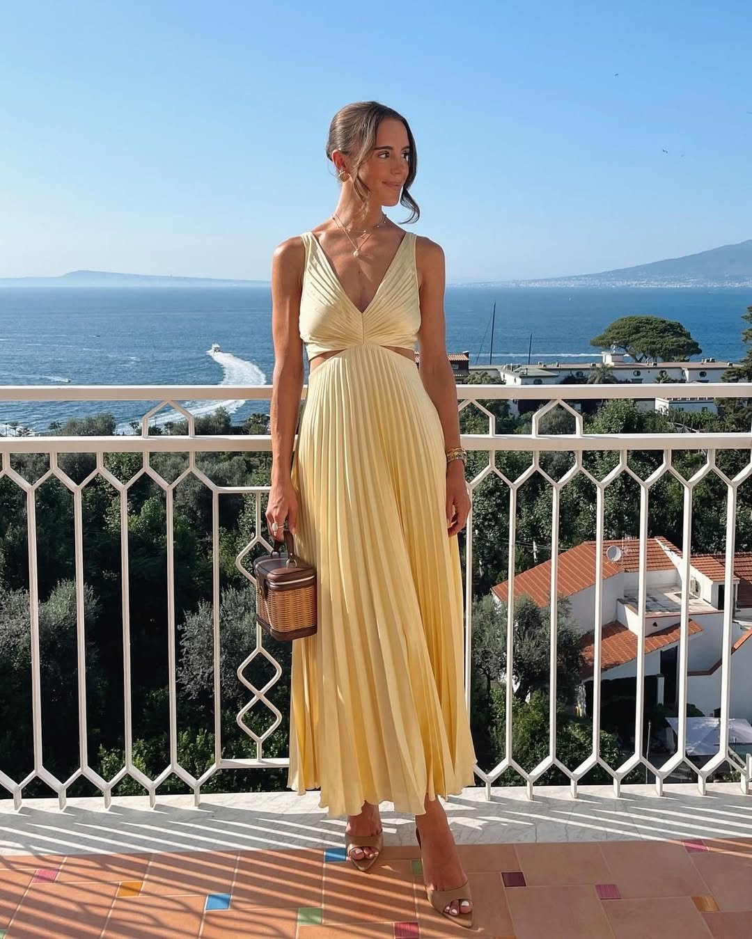 Women's Pleated Maxi Dress with Cut Out Detail - photo 1
