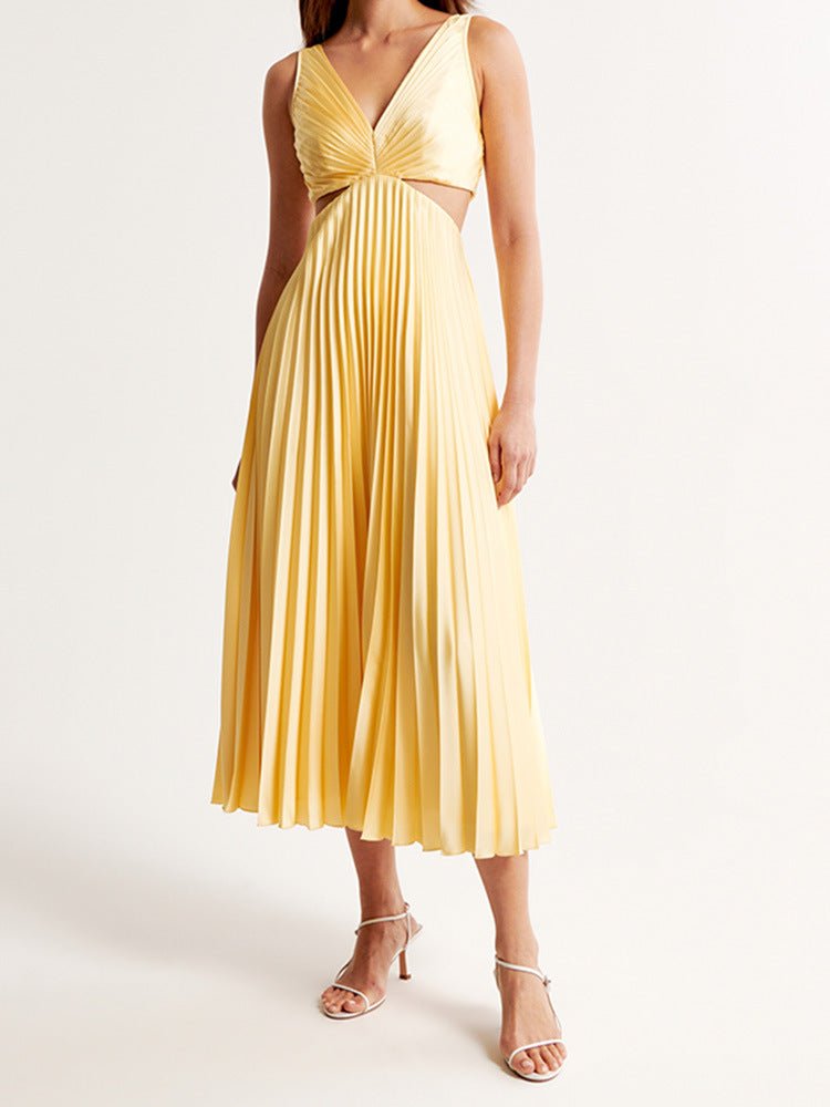 Women's Pleated Maxi Dress with Cut Out Detail - photo 3