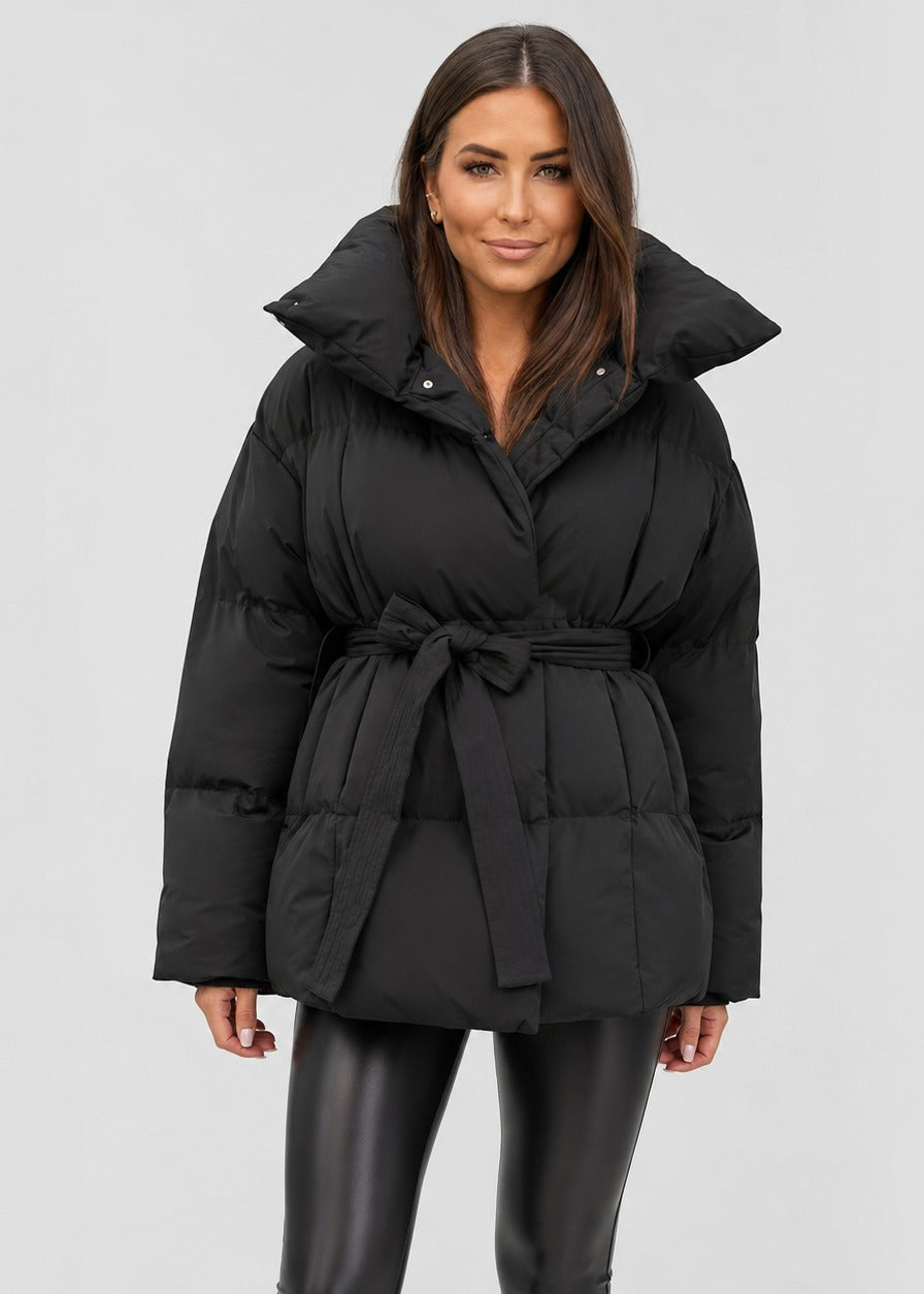 Women's Oversized Puffer Jacket with High Neck