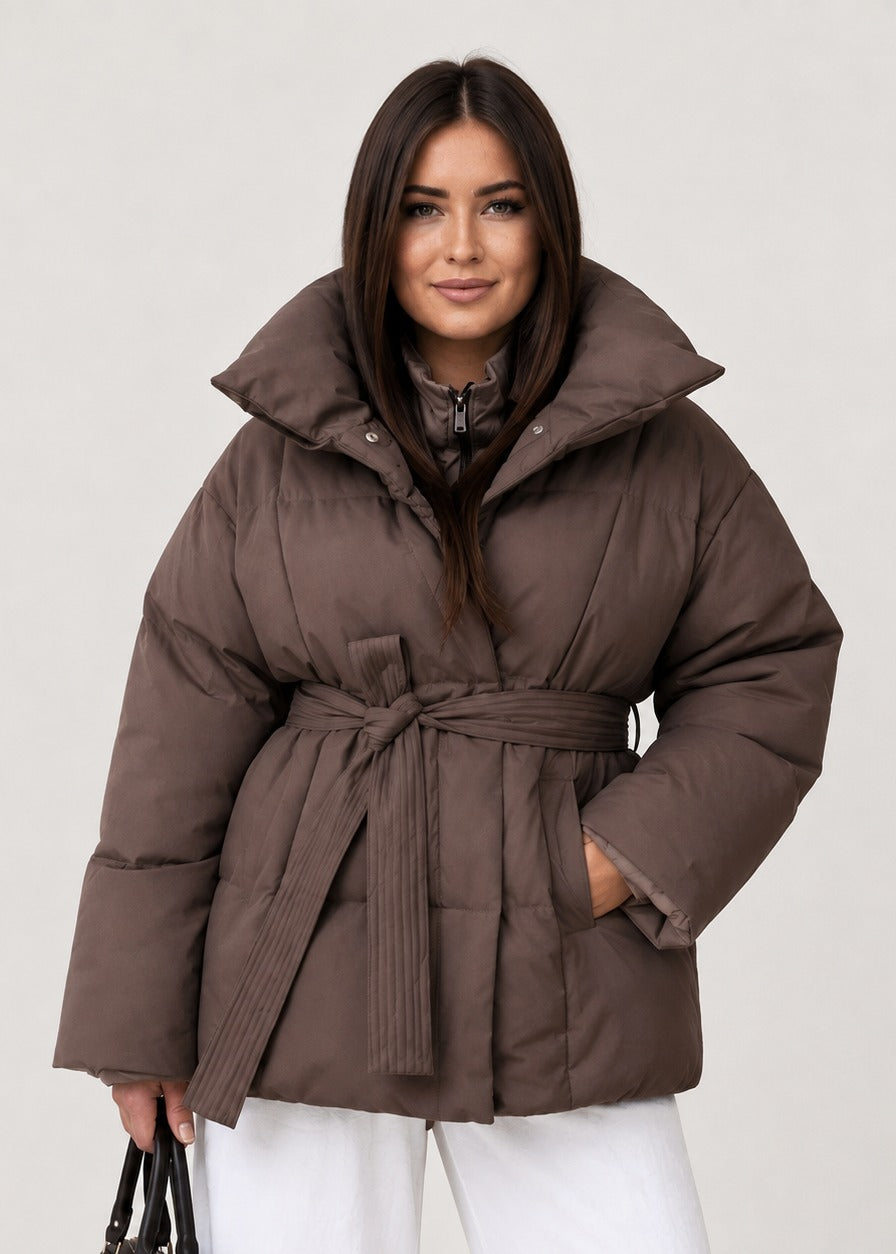 Women's Oversized Puffer Jacket with High Neck – view 4