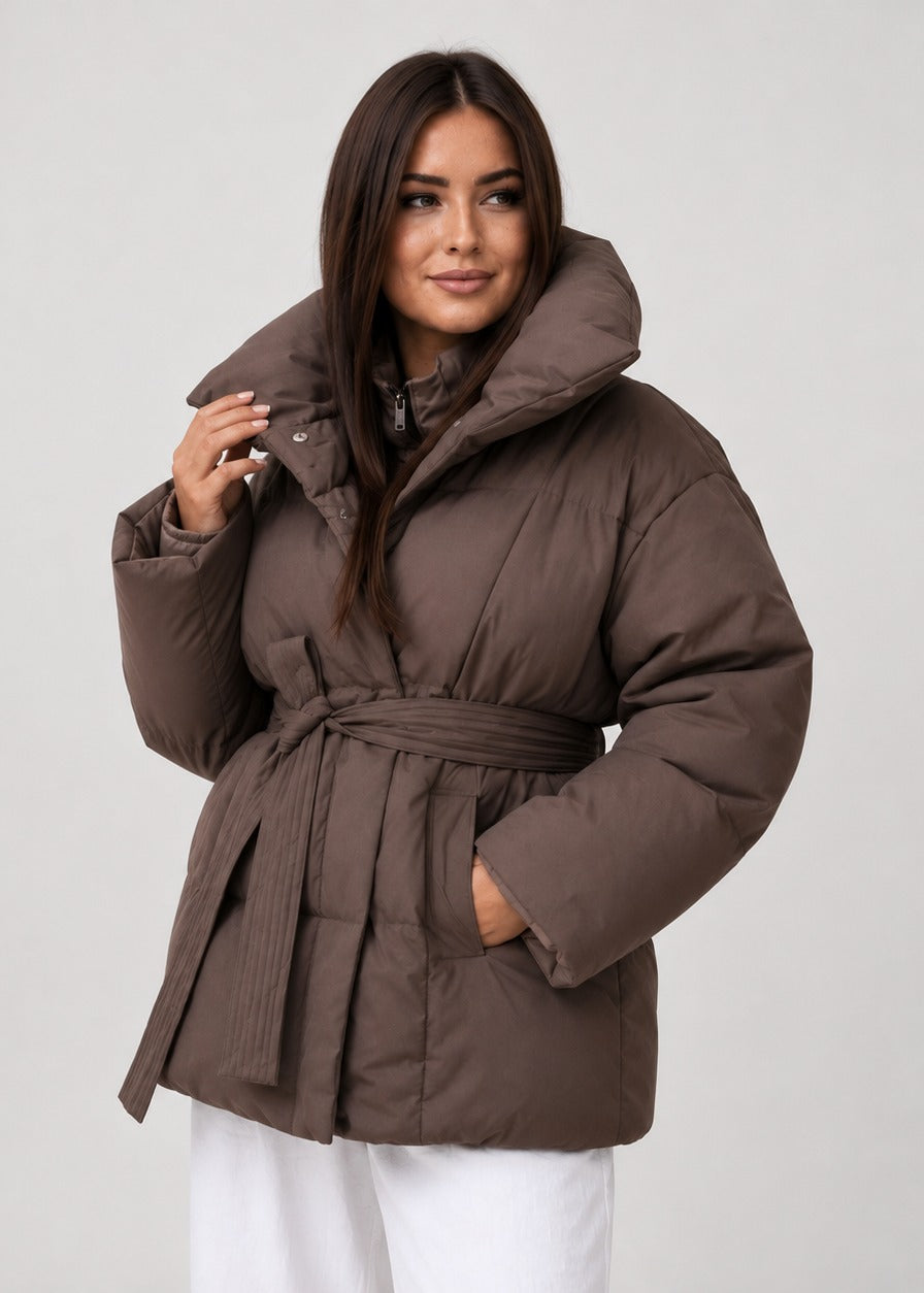 Women's Oversized Puffer Jacket with High Neck – view 5