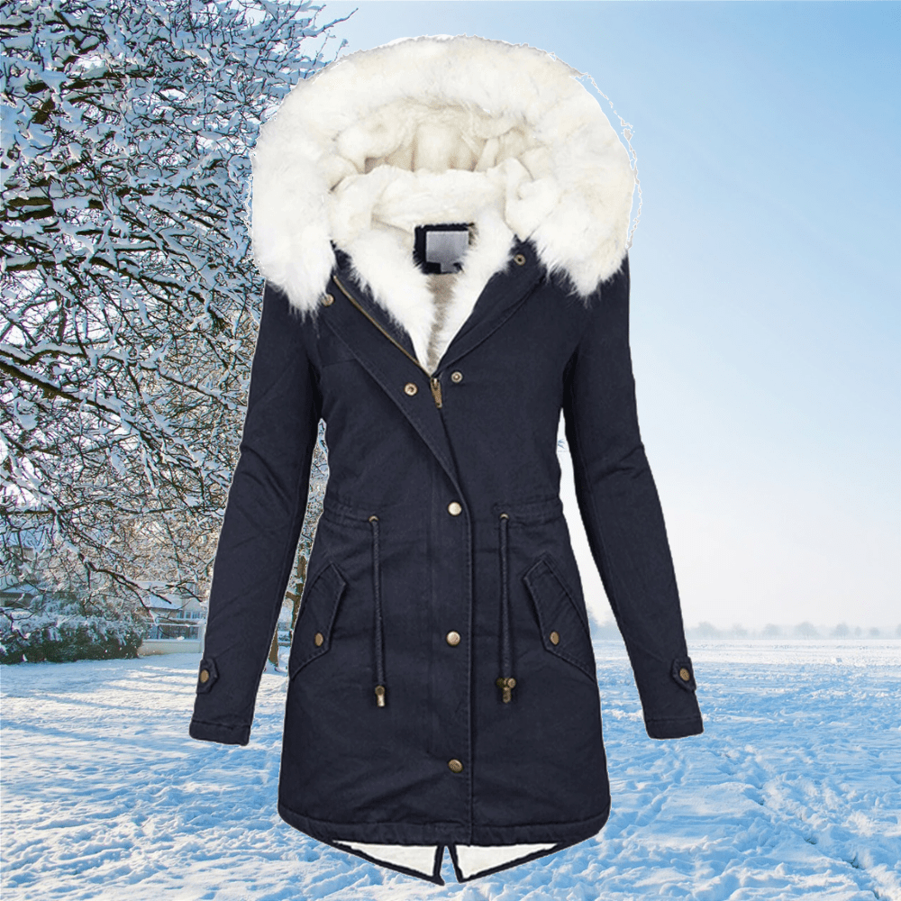 Verity - Parka da donna con cappuccio in pelliccia sintetica e coulisse