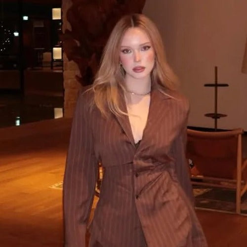 Caitlin - Women's Pinstripe Suit Blazer and Trousers - photo 5